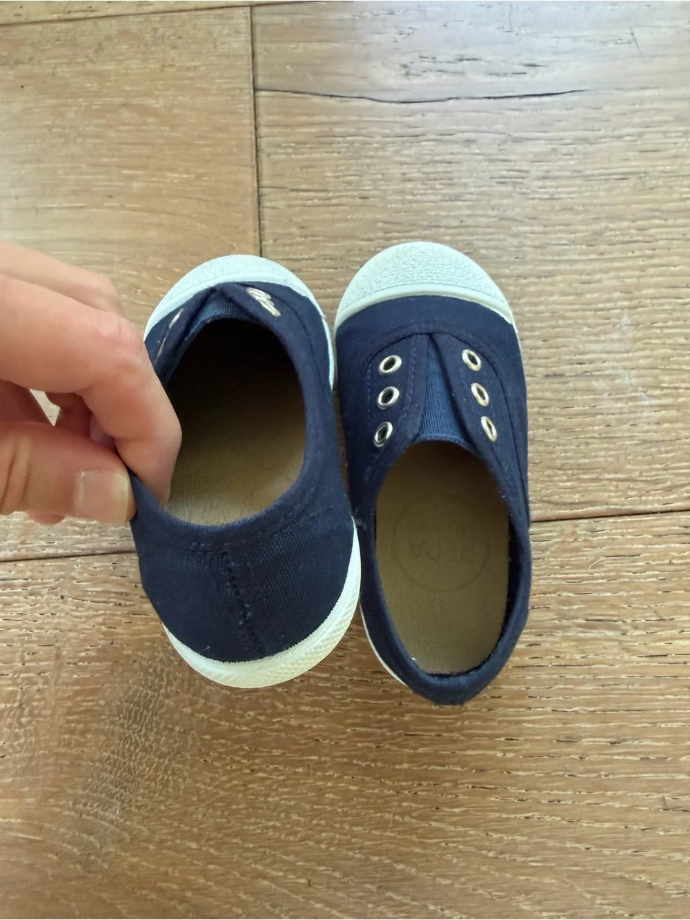 Baby Slip-On Canvas Plimsolls in Navy Blue by Pepa London